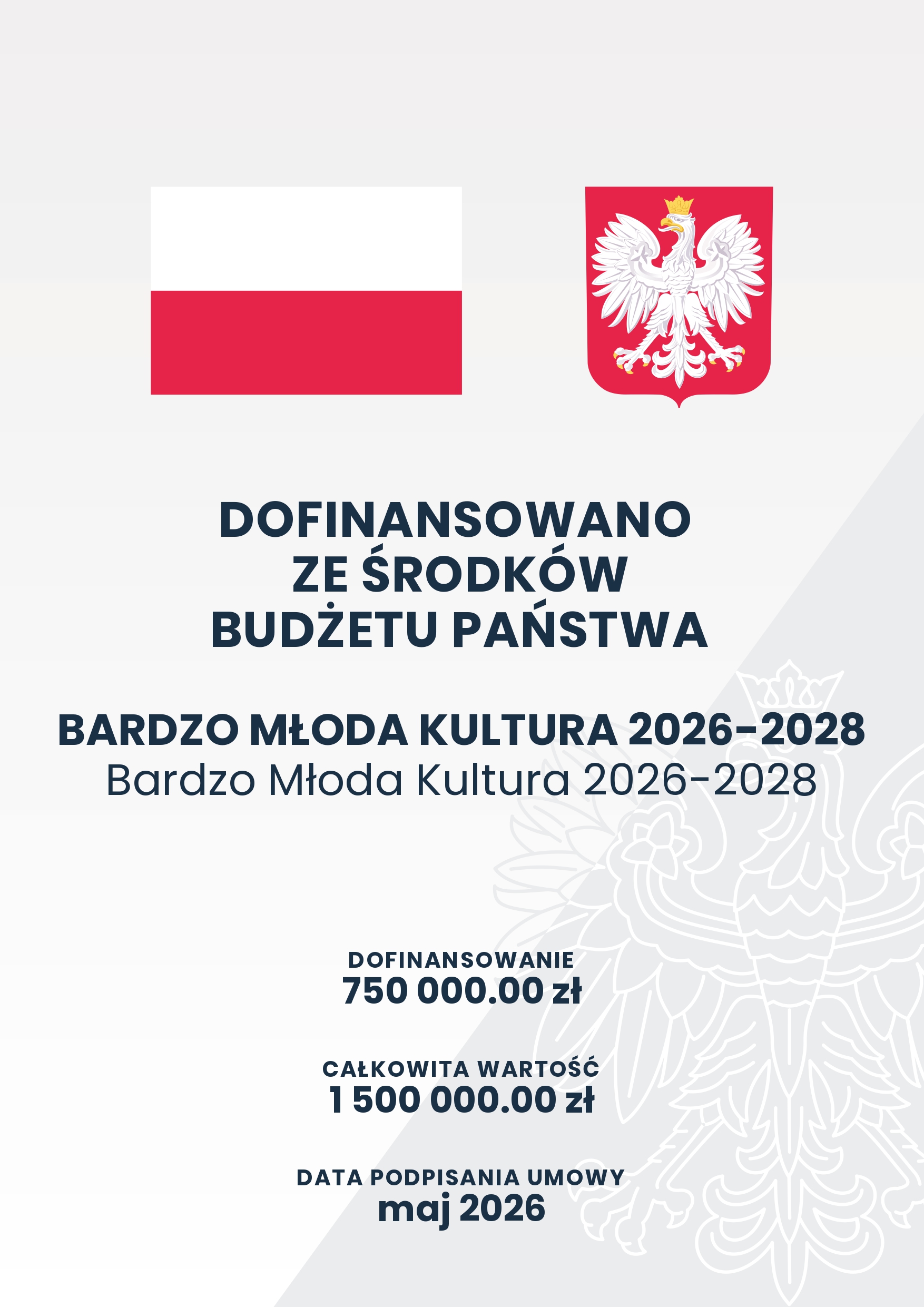 plakat dofinansowania projektu Bardzo Młoda Kultura